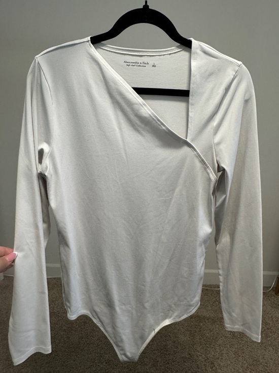 Abercrombie & Fitch Tops - Abercrombie & Fitch White Wrap-Detail Long Sleeve Bodysuit